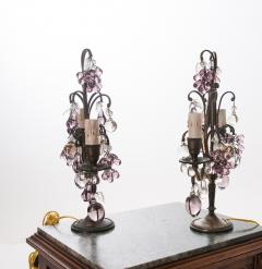 Pair of French Brass and Crystal 2 Light Candelabra Girandoles - 1878426