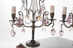 Pair of French Brass and Crystal 2 Light Candelabra Girandoles - 1878428
