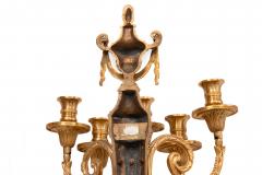 Pair of French Bronze Blue Painted Five Light Antique Wall Sconces - 4568979