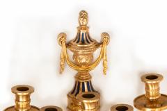 Pair of French Bronze Blue Painted Five Light Antique Wall Sconces - 4568980