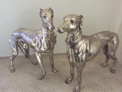 Pair of French Bronze Nickel Greyhound Dog Monumental - 923541