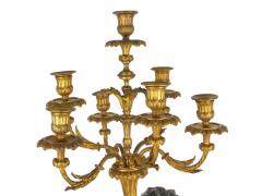 Pair of French Bronze Seven Light Candelabra Lamps ca 1880 - 4800936