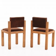 Pair of French Brutalist Oak Side Chairs With Adjustable Tilting Backs C 1960 - 4707693