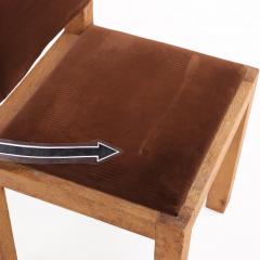 Pair of French Brutalist Oak Side Chairs With Adjustable Tilting Backs C 1960 - 4707696