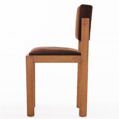 Pair of French Brutalist Oak Side Chairs with Adjustable Tilting Backs C 1960 - 4597613
