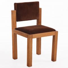 Pair of French Brutalist Oak Side Chairs with Adjustable Tilting Backs C 1960 - 4597615