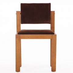 Pair of French Brutalist Oak Side Chairs with Adjustable Tilting Backs C 1960 - 4597616