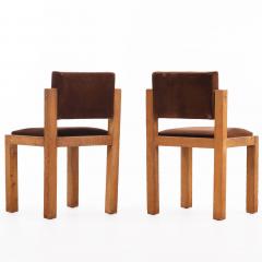 Pair of French Brutalist Oak Side Chairs with Adjustable Tilting Backs C 1960 - 4597617