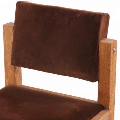 Pair of French Brutalist Oak Side Chairs with Adjustable Tilting Backs C 1960 - 4597618
