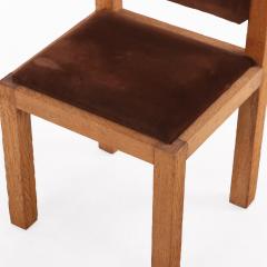 Pair of French Brutalist Oak Side Chairs with Adjustable Tilting Backs C 1960 - 4597619