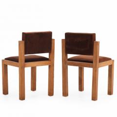 Pair of French Brutalist Oak Side Chairs with Adjustable Tilting Backs C 1960 - 4706156