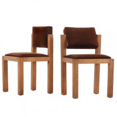 Pair of French Brutalist Oak Side Chairs with Adjustable Tilting Backs C 1960 - 4706159
