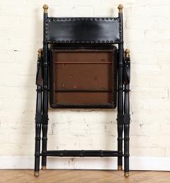 Pair of French Campaign Style Folding Chairs with Faux Bamboo Frames - 1709336
