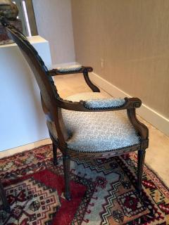 Pair of French Carved Fauteuil Chairs Louis XVI Style - 72421