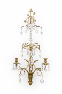 Pair of French Charles X Style Bronze and Faux Crystal Wall Sconces - 4171068
