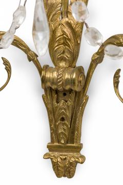 Pair of French Charles X Style Bronze and Faux Crystal Wall Sconces - 4171069