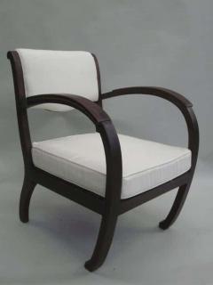 Pair of French Colonial Art Deco Teak Lounge Chairs Armchairs - 1599189