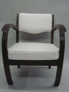 Pair of French Colonial Art Deco Teak Lounge Chairs Armchairs - 1599191