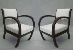 Pair of French Colonial Art Deco Teak Lounge Chairs Armchairs - 1599207