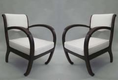 Pair of French Colonial Art Deco Teak Lounge Chairs Armchairs - 1599207