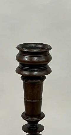 Pair of French Colonial Carved Teak Wood Table Lamp Bases or Candelabras c 1930 - 4111468