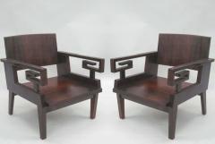 Pair of French Colonial Mid Century Modern Neoclassical Kingwood Lounge Chairs - 1599185