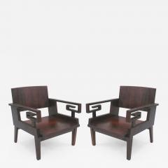 Pair of French Colonial Mid Century Modern Neoclassical Kingwood Lounge Chairs - 1601940