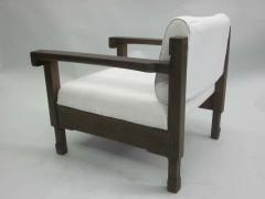 Pair of French Colonial Mid Century Modern Neoclassical Teak Lounge Chairs - 1819569