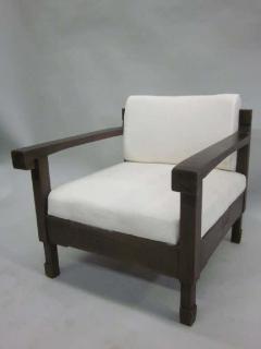 Pair of French Colonial Mid Century Modern Neoclassical Teak Lounge Chairs - 1819571