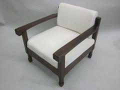 Pair of French Colonial Mid Century Modern Neoclassical Teak Lounge Chairs - 1819576