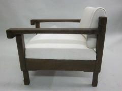 Pair of French Colonial Mid Century Modern Neoclassical Teak Lounge Chairs - 1819577