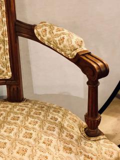 Pair of French Custom Louis XVI Style Carved Bergere Office or Armchairs - 2936713