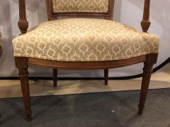 Pair of French Custom Louis XVI Style Carved Bergere Office or Armchairs - 2936716