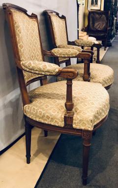 Pair of French Custom Louis XVI Style Carved Bergere Office or Armchairs - 2936717