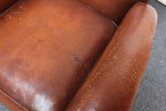 Pair of French Deco Leather Mustache Club Chairs - 2737447