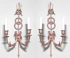 Pair of French Directoire Bronze Dore Bird and Arrow Wall Sconces - 1398396