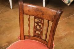 Pair of French Directoire Period Walnut Side Chairs with Carved Stags - 3521515
