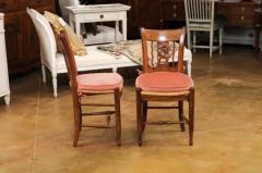 Pair of French Directoire Period Walnut Side Chairs with Carved Stags - 3521520