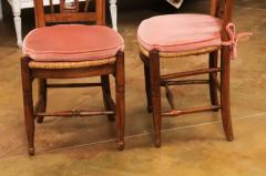 Pair of French Directoire Period Walnut Side Chairs with Carved Stags - 3521642