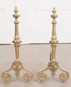 Pair of French Early 19th Century Louis XIII Style Iron and Brass Chenets - 1007370