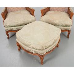 Pair of French Early 20th Century Louis XV Style Bergeres Ottoman - 2057192