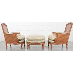 Pair of French Early 20th Century Louis XV Style Bergeres Ottoman - 2057212