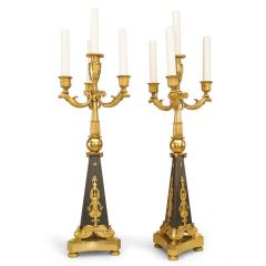 Pair of French Empire Black and Gilt Candelabras with Bird Figures - 4631973