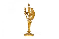 Pair of French Empire Bronze Dore Figural Candelabras With Griffins - 4407708