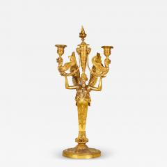 Pair of French Empire Bronze Dore Figural Candelabras With Griffins - 4412380