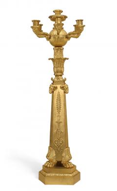 Pair of French Empire Bronze Dore Ram Head Candelabras - 4408236