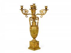 Pair of French Empire Bronze Dore Urn Candelabras - 4201196