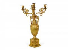Pair of French Empire Bronze Dore Urn Candelabras - 4201198