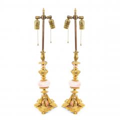Pair of French Empire Bronze and Quartz Swan Table Lamps - 4645201