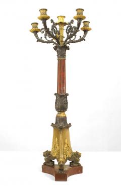 Pair of French Empire Bronze and Rouge Marble Candelabras - 4630758